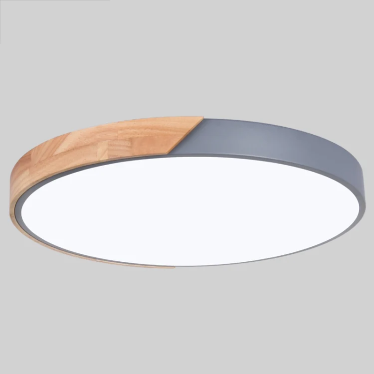 Wood Macaron LED Round Ceiling Lamp, White Light, Size:40cm(Grey) - Image 2
