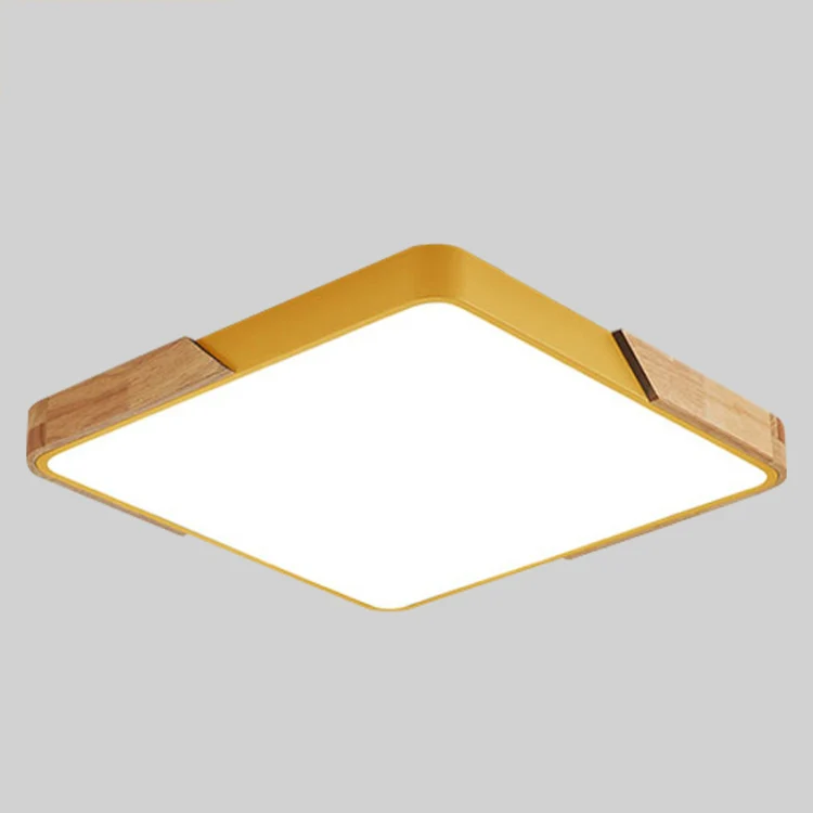 Wood Macaron LED Square Ceiling Lamp, 3-Colors Light, Size:40cm(Yellow) - Image 2