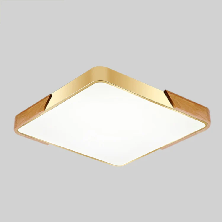 Wood Macaron LED Square Ceiling Lamp, Stepless Dimming, Size:30cm(Gold) - Image 2
