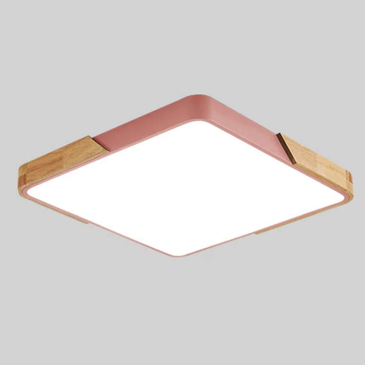 Wood Macaron LED Square Ceiling Lamp, Stepless Dimming, Size:30cm(Pink) - Image 2