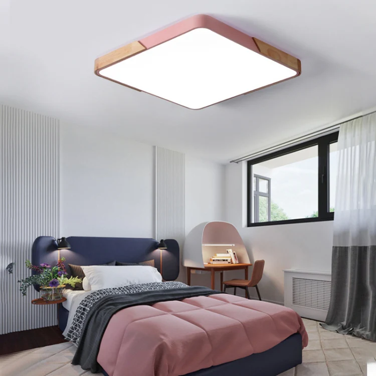 Wood Macaron LED Square Ceiling Lamp, Stepless Dimming, Size:30cm(Yellow) - Image 6
