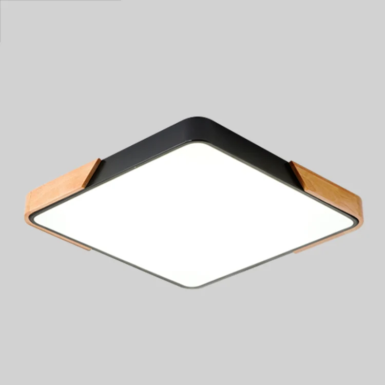 Wood Macaron LED Square Ceiling Lamp, White Light, Size:40cm(Black) - Image 2