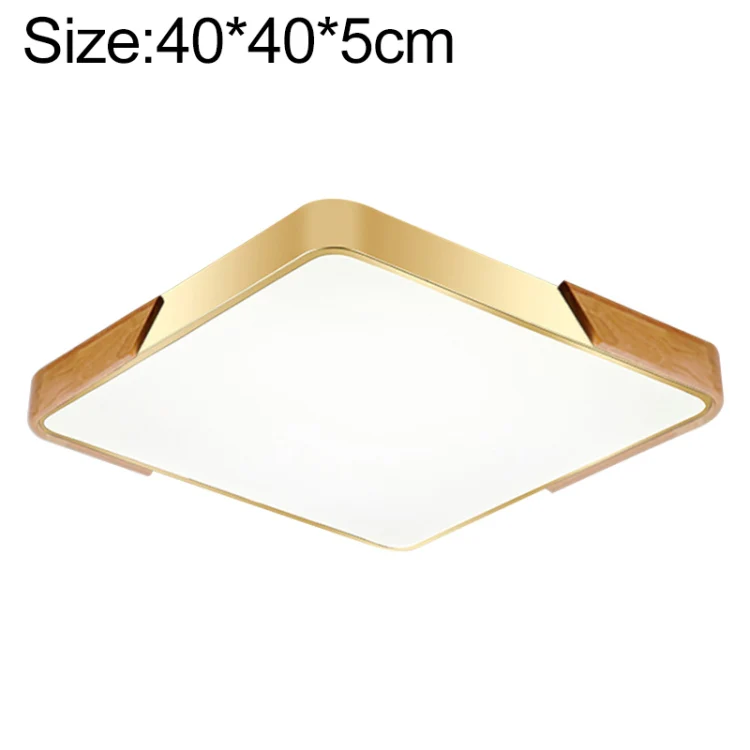 Wood Macaron LED Square Ceiling Lamp, White Light, Size:40cm(Gold)