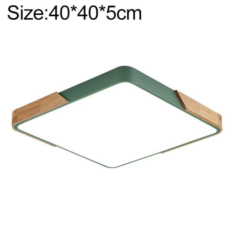 Wood Macaron LED Square Ceiling Lamp, White Light, Size:40cm(Green)