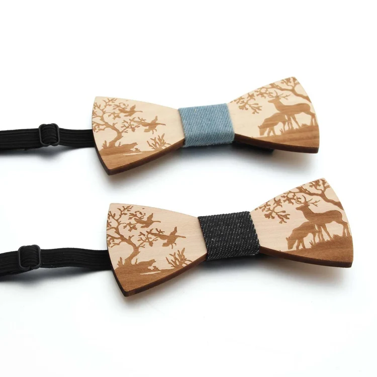 Wooden Bow Tie Men Bow Clothing Decoration, Color: Elk Blue - Image 4