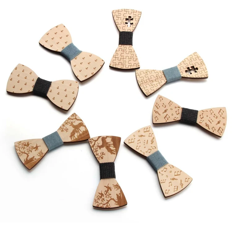 Wooden Bow Tie Men Bow Clothing Decoration, Color: Elk Blue - Image 5