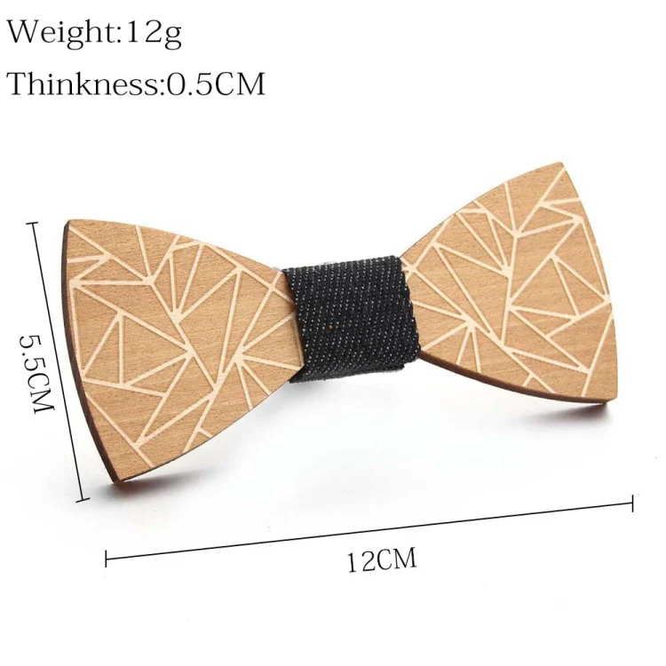 Wooden Bow Tie Men Handmade Bow Tie, Color: Geometric Sun Pattern - Image 3