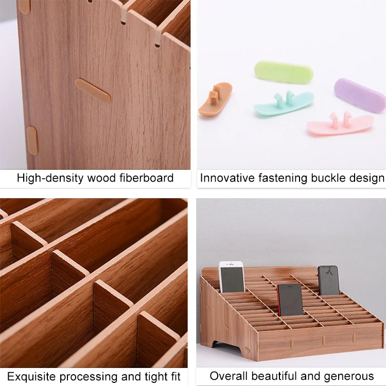 Wooden Multi-cell Mobile Phone Film Stand Desktop Display Rack, 30 Grids, Size: 31.5x23.5x18.5cm (Green) - Image 5