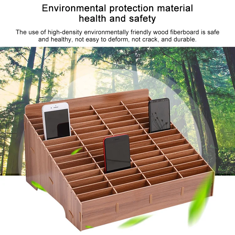 Wooden Multi-cell Mobile Phone Film Stand Desktop Display Rack, 30 Grids, Size: 31.5x23.5x18.5cm (Green) - Image 6