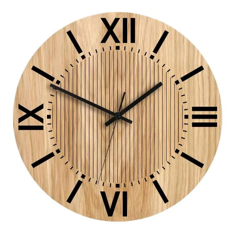 Wooden Round Analog-Digital Wall Clock 3D Decorative Home Wall Clock, Size: 30cm(08)