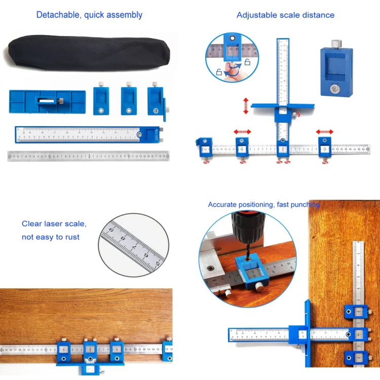 Woodworking Aid Tool Handle Punch Locator Cabinet Door Hole Opener All Aluminum Alloy - Image 5