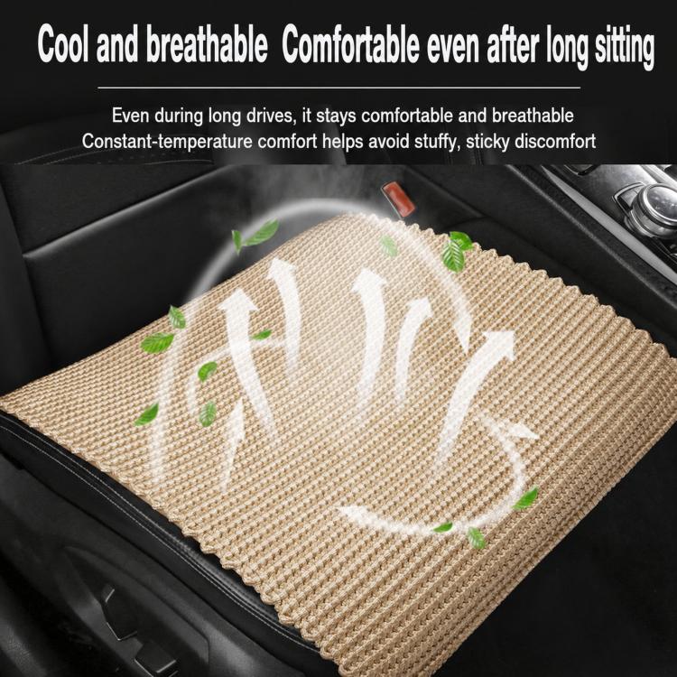 Woven Ice Silk Cooling Car Seat For Summer Breathable Front Seat Pads(Black) - Image 2