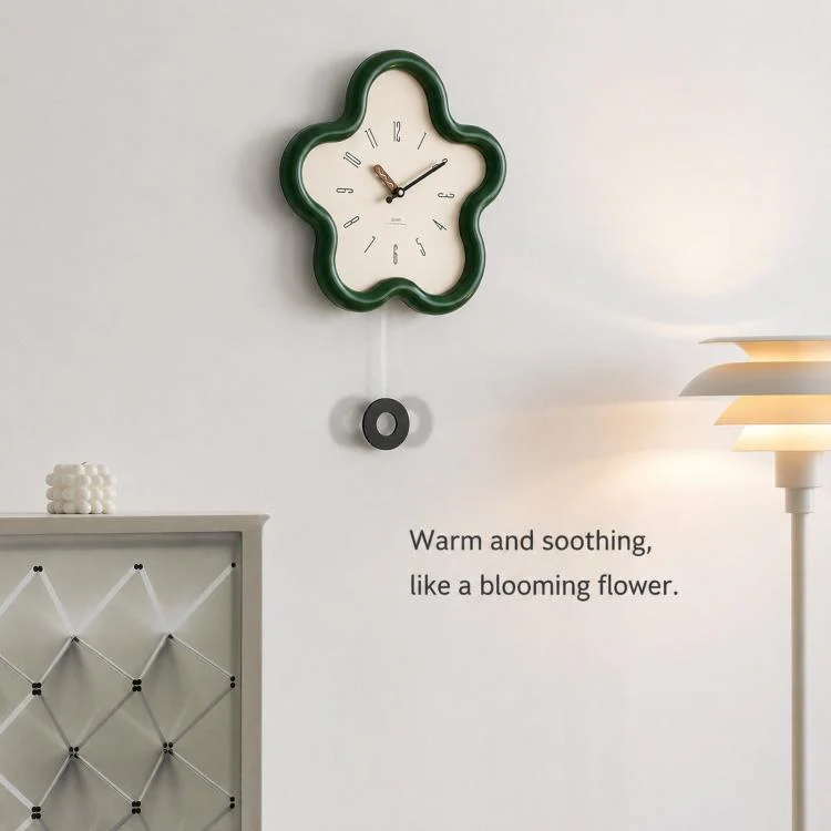 wozoom Flower Shaped Wall Clock Silent Creamy Style Decorative Clock, Spec: Minimalist Beige - Image 4