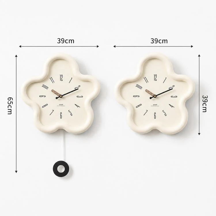 wozoom Flower Shaped Wall Clock Silent Creamy Style Decorative Clock, Spec: Minimalist Beige - Image 9