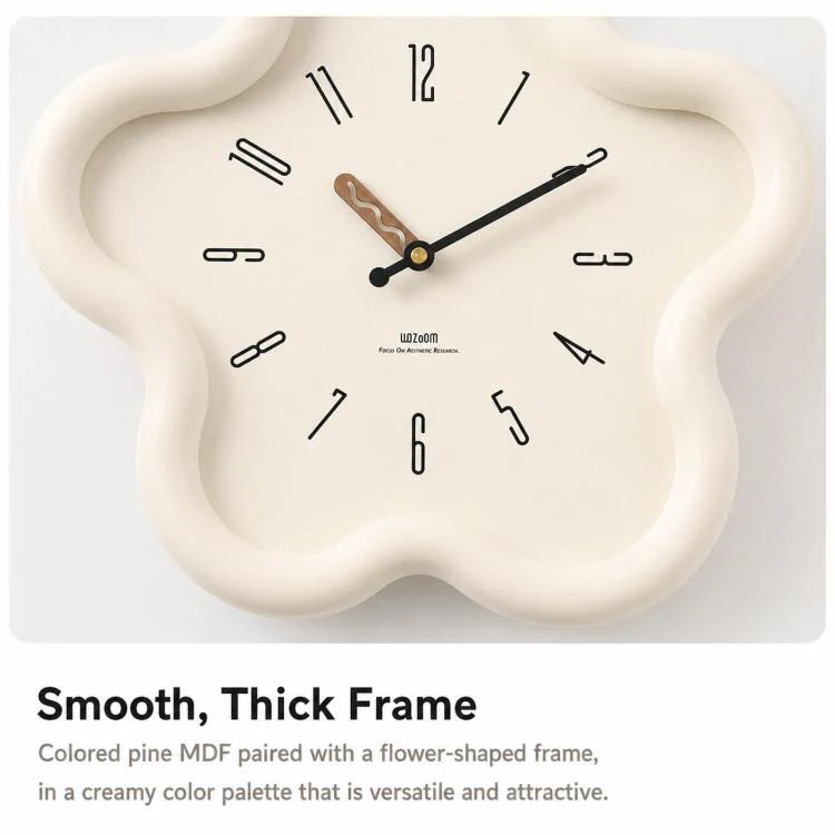wozoom Flower Shaped Wall Clock Silent Creamy Style Decorative Clock, Spec: Minimalist Red - Image 6