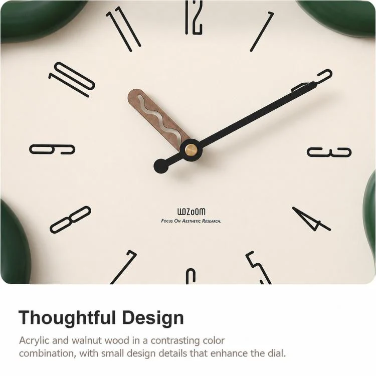 wozoom Flower Shaped Wall Clock Silent Creamy Style Decorative Clock, Spec: Swing Beige - Image 5