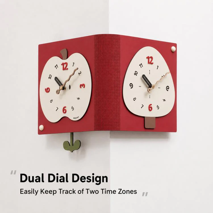 wozoom Living Room Minimalist Double-Sided Wall Clock Corner Decorative Clock, Spec: Beige Large - Image 4