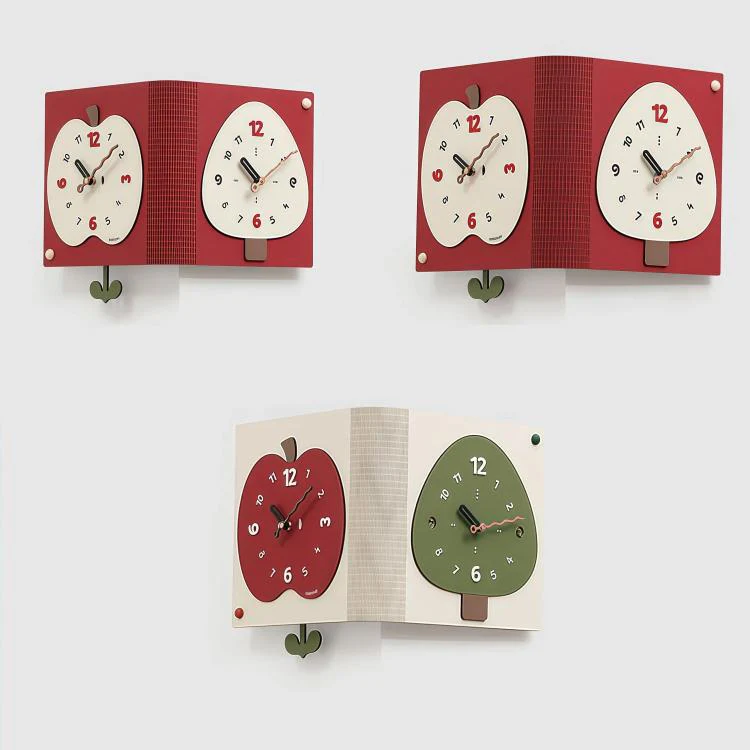wozoom Living Room Minimalist Double-Sided Wall Clock Corner Decorative Clock, Spec: Red Large - Image 2