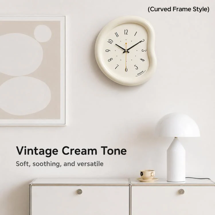 wozoom Living Room Modern Art Wall Clock Minimalist Cream Style Silent Decorative Clock, 尺寸: Dust-proof Black - Image 6