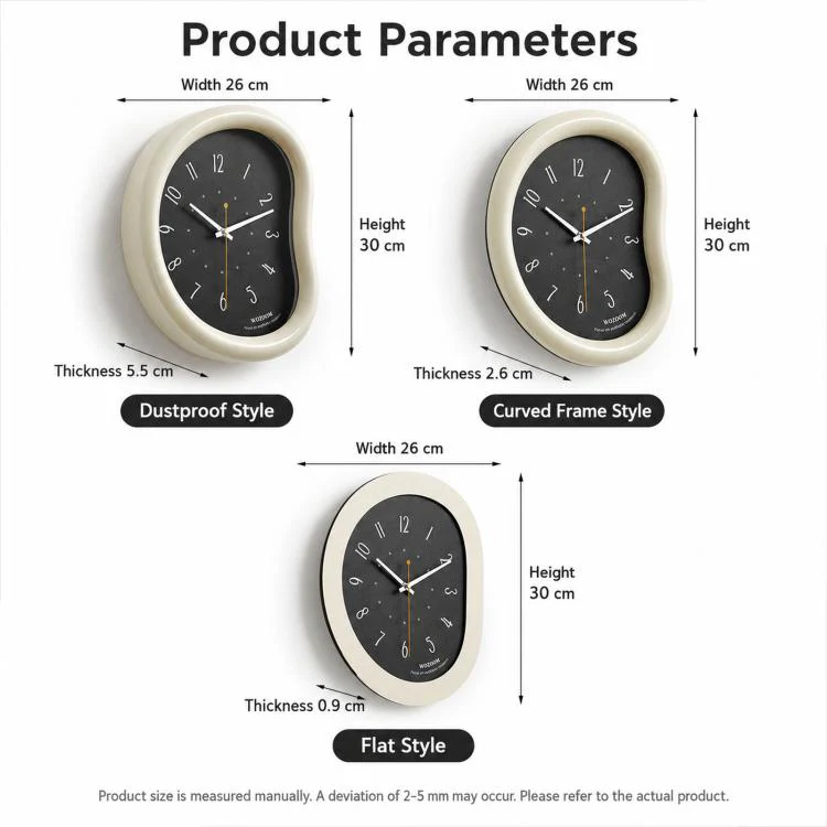wozoom Living Room Modern Art Wall Clock Minimalist Cream Style Silent Decorative Clock, 尺寸: Dust-proof Cream Brown - Image 9