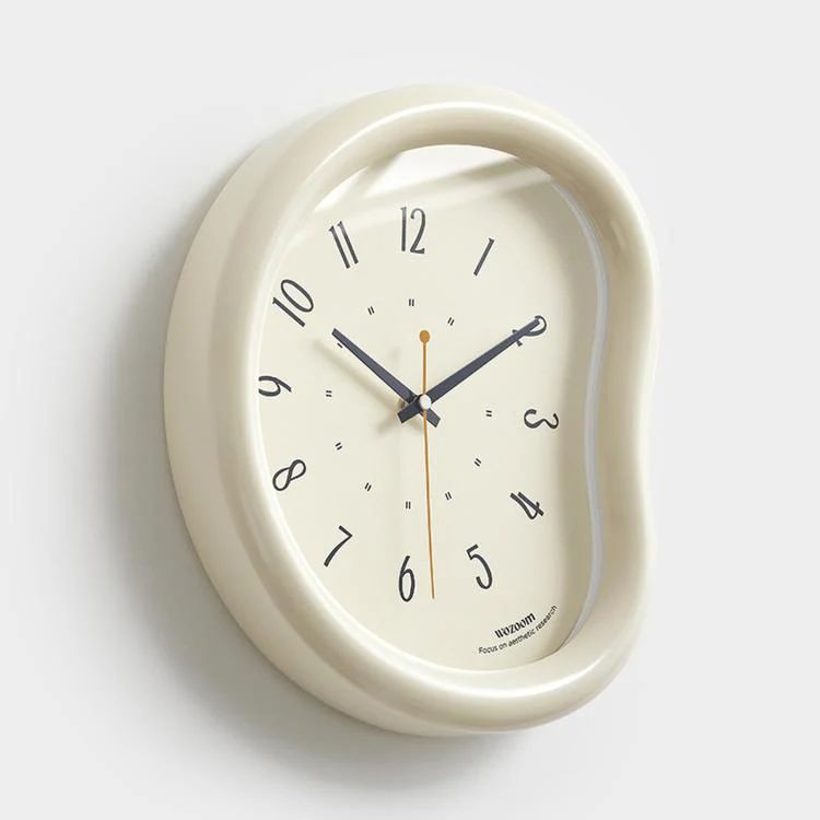 wozoom Living Room Modern Art Wall Clock Minimalist Cream Style Silent Decorative Clock, 尺寸: Dust-proof Cream White