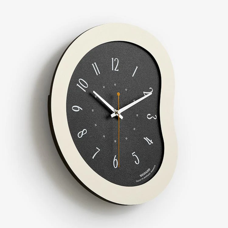 wozoom Living Room Modern Art Wall Clock Minimalist Cream Style Silent Decorative Clock, 尺寸: Flat Black