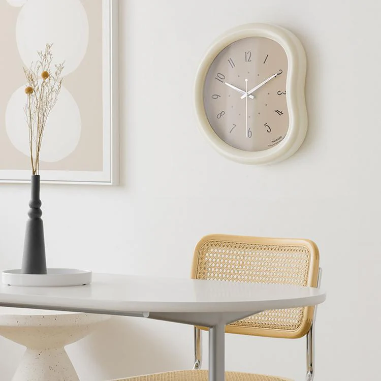 wozoom Living Room Modern Art Wall Clock Minimalist Cream Style Silent Decorative Clock, 尺寸: Framed Cream White - Image 3