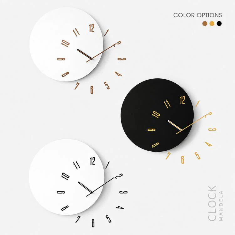 wozoom Living Room Modern Minimalist Wood Silent Decorative Clock(White+Black Hands) - Image 2