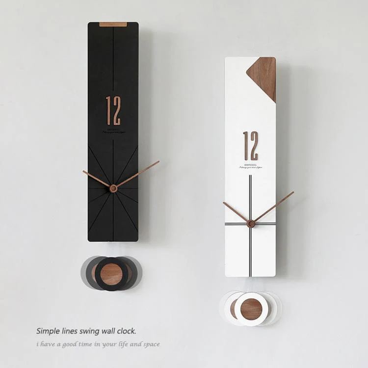 wozoom Living Room Modern Wall Clock Minimalist Silent Decorative Clock, Style: Cross Line Large Black - Image 2