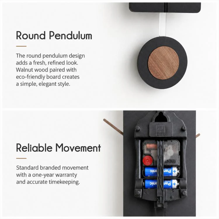 wozoom Living Room Modern Wall Clock Minimalist Silent Decorative Clock, Style: Cross Line Large Black - Image 4