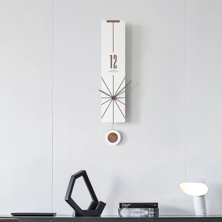 wozoom Living Room Modern Wall Clock Minimalist Silent Decorative Clock, Style: Radial Line Small White