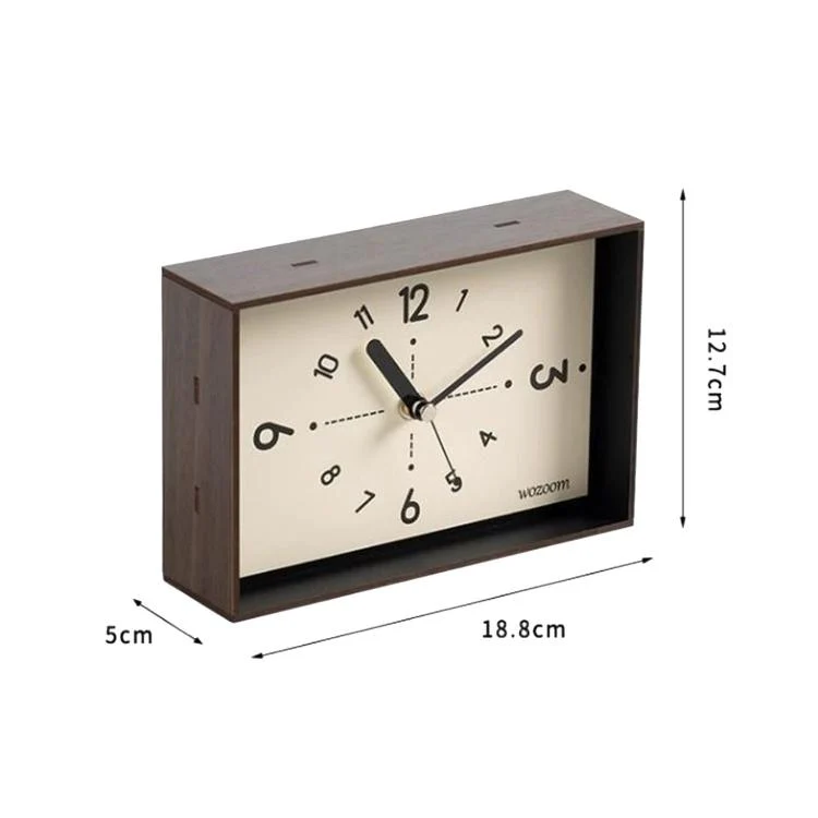 wozoom Living Room Table Clock Ornament Vintage Home Desk Clock(Dark Brown) - Image 7