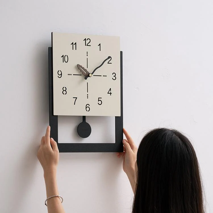 wozoom Minimalist Home Wall Clock Background Wall Decorative Clock, Style: Cream White Swing - Image 2