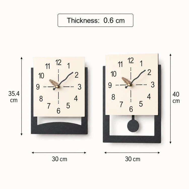 wozoom Minimalist Home Wall Clock Background Wall Decorative Clock, Style: Cream White Swing - Image 6