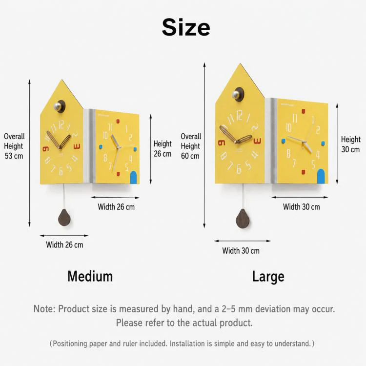 wozoom Modern Corner Double Sided Wall Clock Silent House Shaped Decorative Clock, Spec: White Large - Image 9