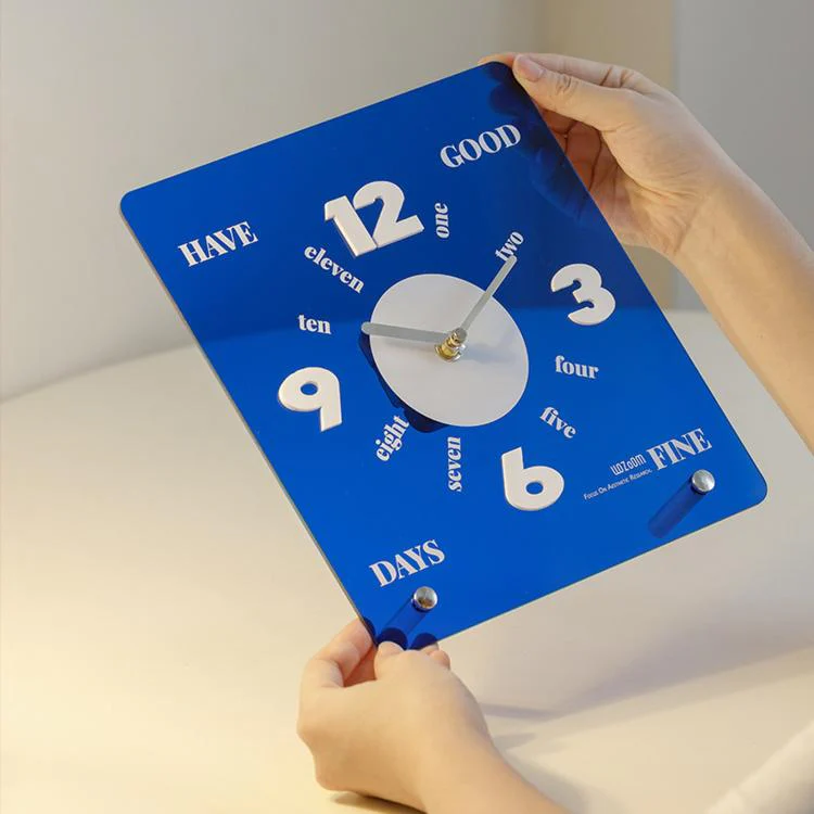 wozoom Modern Minimalist Desk Clock  Acrylic Mirror Table Clock With Silent Non-Ticking Quartz Movement(Blue) - Image 3