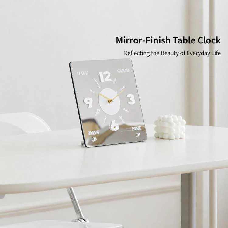 wozoom Modern Minimalist Desk Clock  Acrylic Mirror Table Clock With Silent Non-Ticking Quartz Movement(Blue) - Image 4