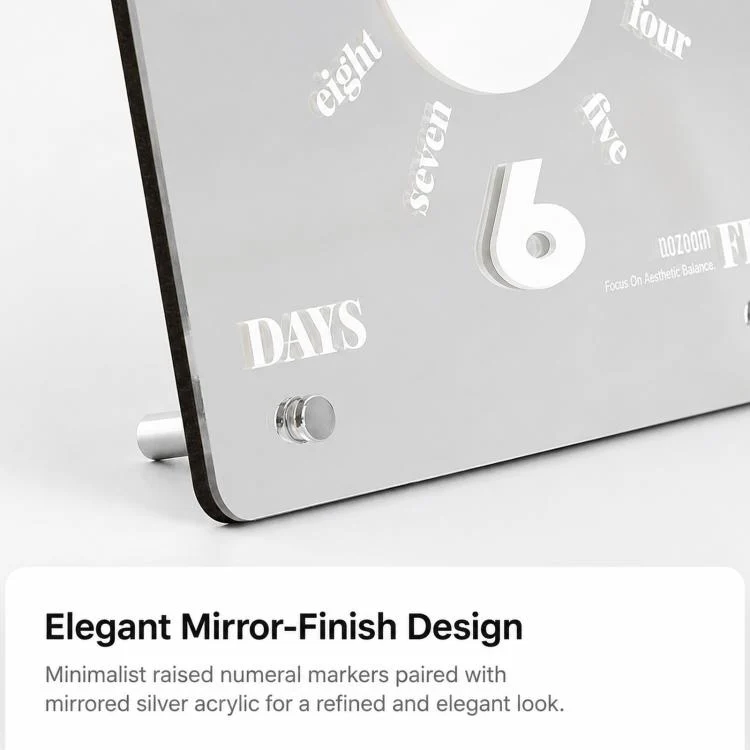 wozoom Modern Minimalist Desk Clock  Acrylic Mirror Table Clock With Silent Non-Ticking Quartz Movement(Blue) - Image 5