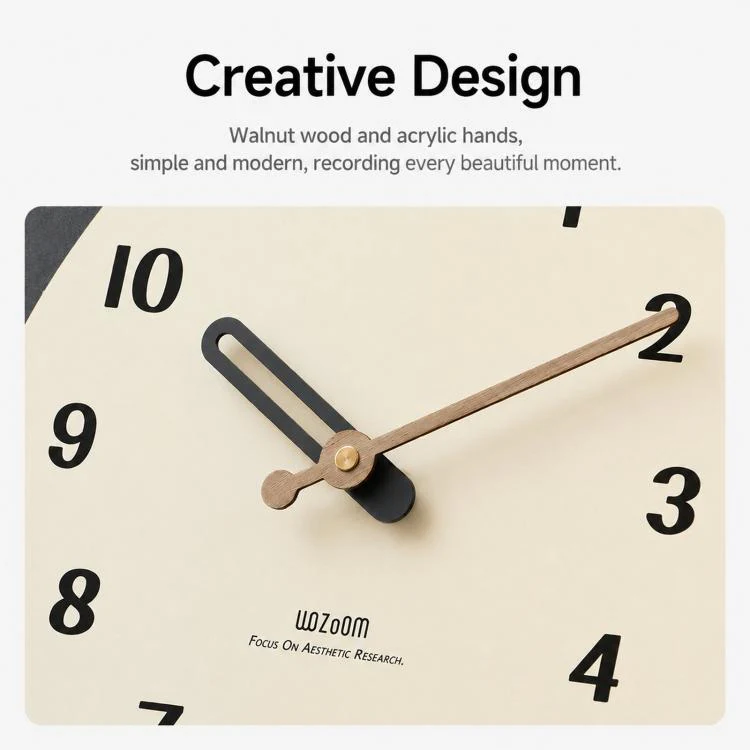 wozoom Modern Oval Wall Clock Silent Non Ticking Walnut Wood Pendulum Decorative Timepiece, Spec: Swinging Large - Image 6
