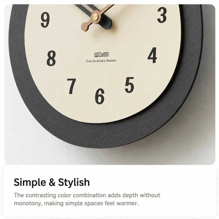 wozoom Modern Oval Wall Clock Silent Non Ticking Walnut Wood Pendulum Decorative Timepiece, Spec: Swinging Large - Image 7