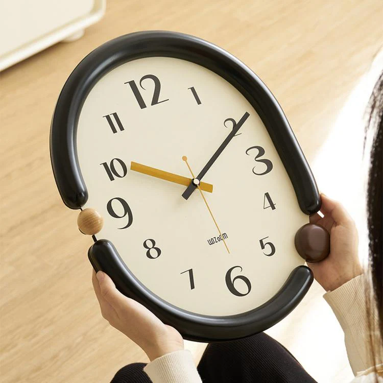 wozoom Retro Oval Wall Clock Silent Decorative Quartz Clock, Spec: 3D Design Aluminum Hands Brown - Image 3