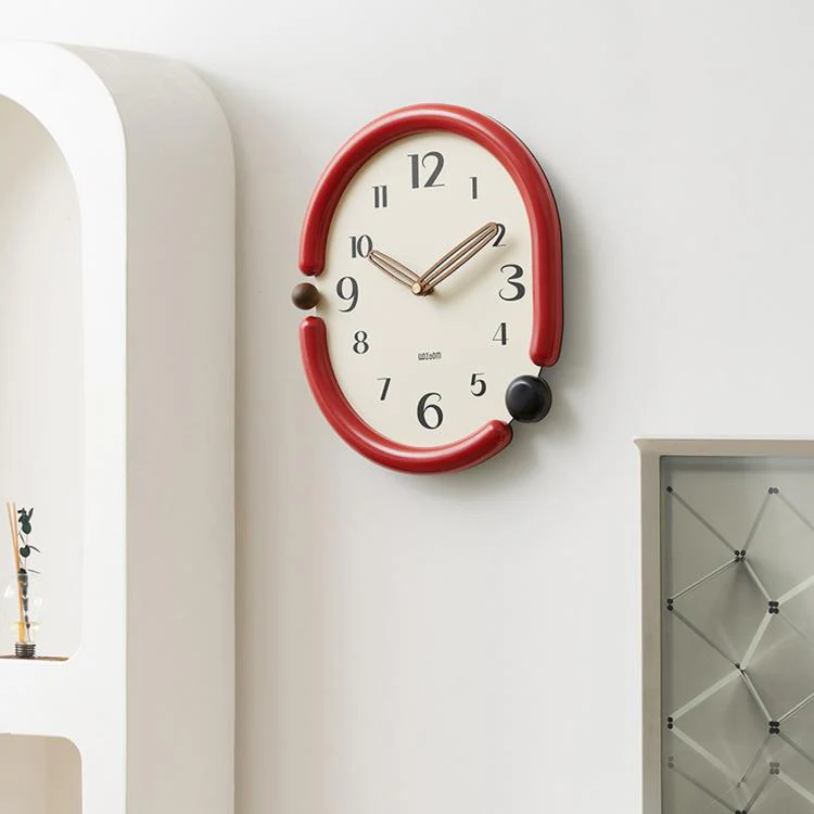 wozoom Retro Oval Wall Clock Silent Decorative Quartz Clock, Spec: 3D Design Aluminum Hands Swinging Brown - Image 10