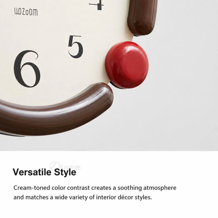 wozoom Retro Oval Wall Clock Silent Decorative Quartz Clock, Spec: 3D Design Wooden Hands Red - Image 6