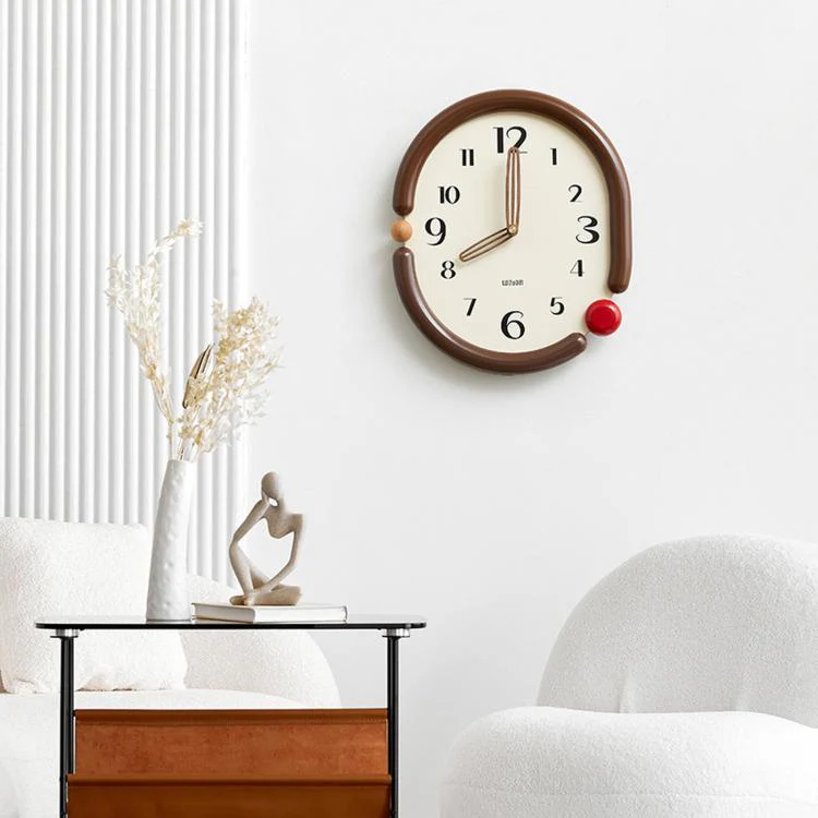 wozoom Retro Oval Wall Clock Silent Decorative Quartz Clock, Spec: 3D Design Wooden Hands Swinging Brown - Image 9