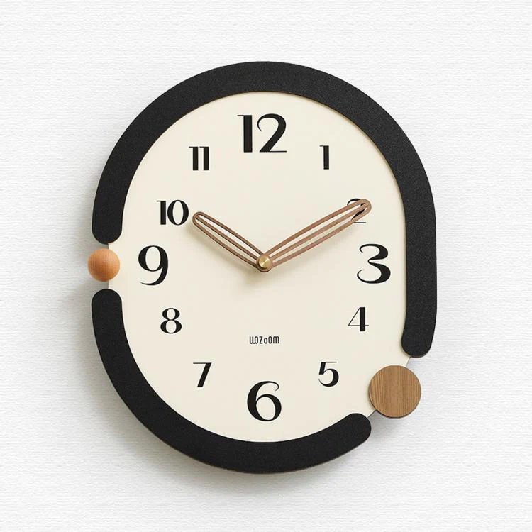 wozoom Retro Oval Wall Clock Silent Decorative Quartz Clock, Spec: Minimalist Black