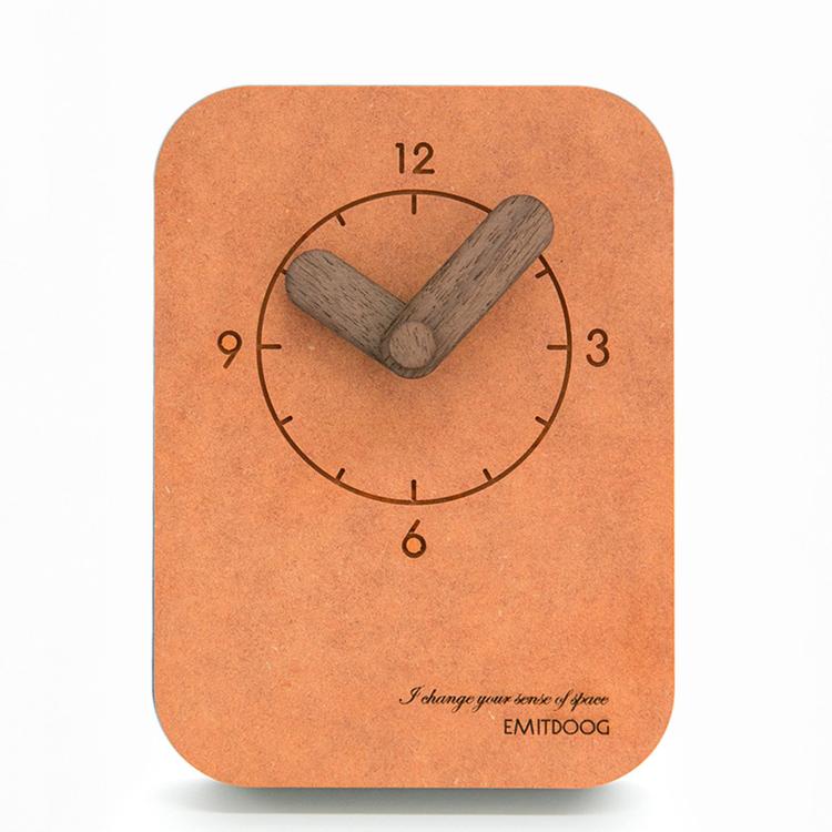 wozoom Silent Desk Clock Small Wooden Table Wall Clock(Orange)