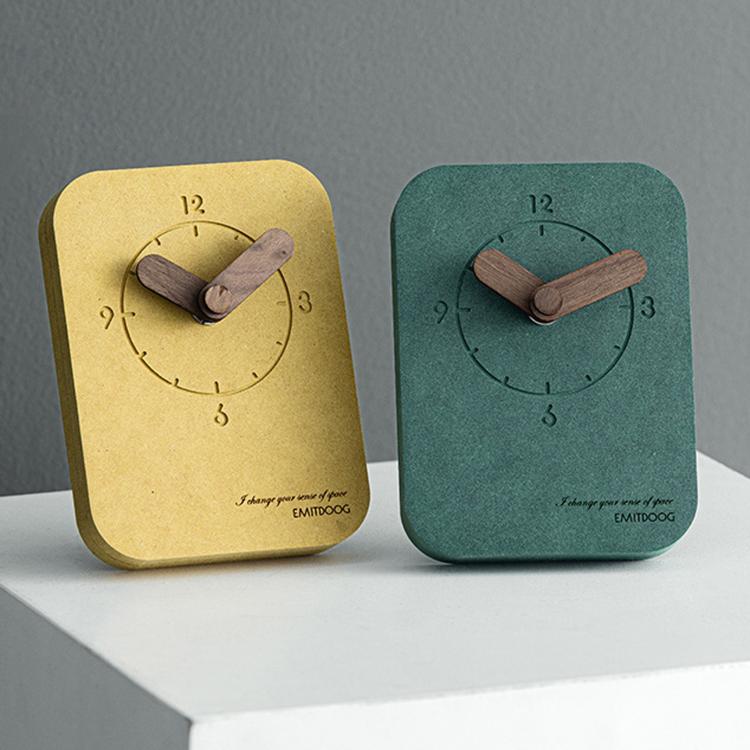 wozoom Silent Desk Clock Small Wooden Table Wall Clock(Orange) - Image 3