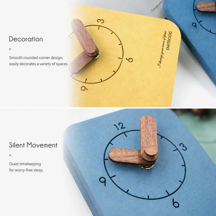 wozoom Silent Desk Clock Small Wooden Table Wall Clock(Orange) - Image 6