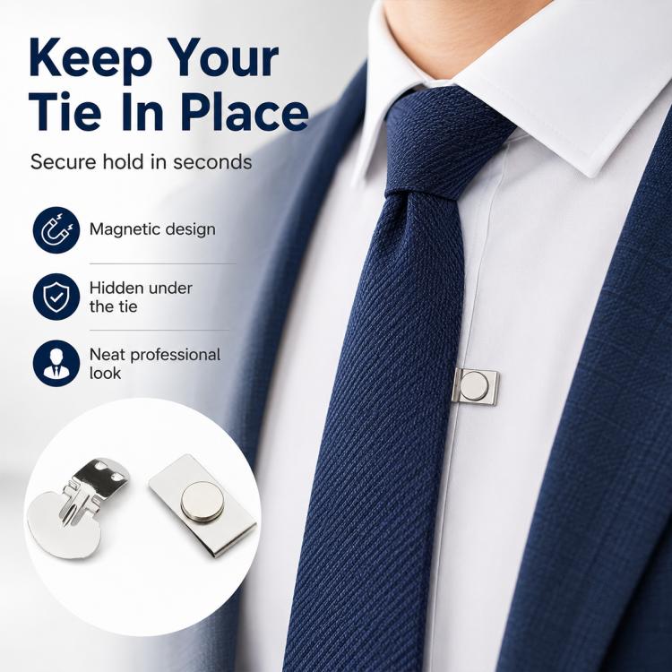 Wrinkle-resistant Automatically Fixed Shirt Magnetic Invisible Tie Clip(Silver) - Image 2