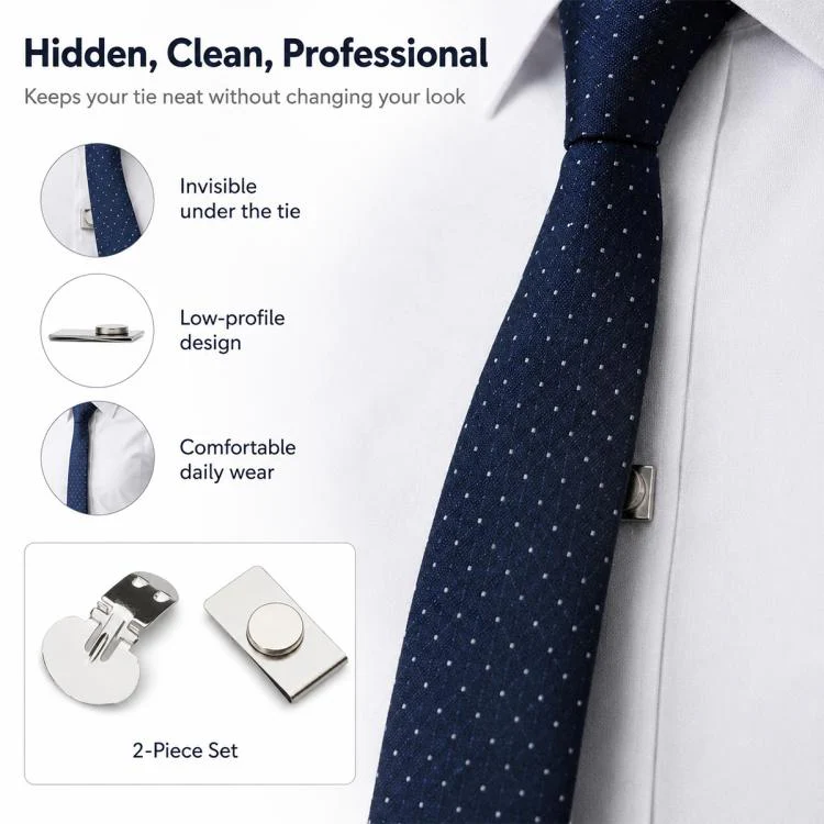 Wrinkle-resistant Automatically Fixed Shirt Magnetic Invisible Tie Clip(Silver) - Image 4